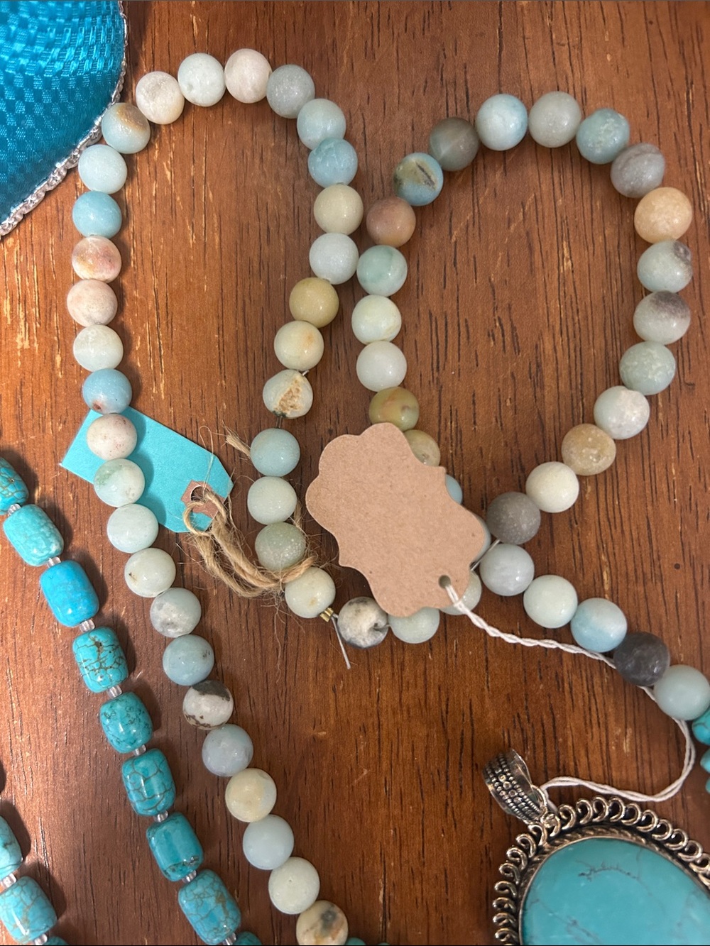 Turquoise Bead Statement Necklace with Pendant - Picture 6 of 7